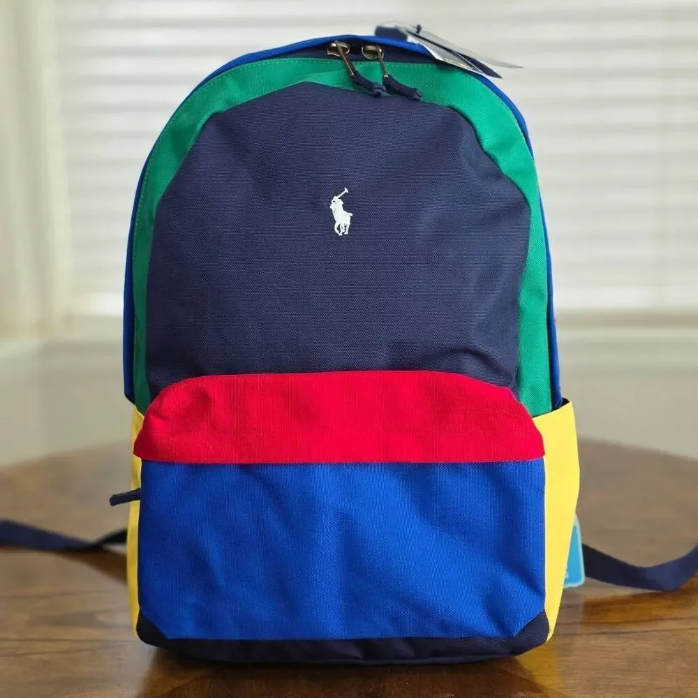 Polo Ralph Lauren Colorblock Multi-Color Backpack Bag 9AR151-E69 New Pony Logo